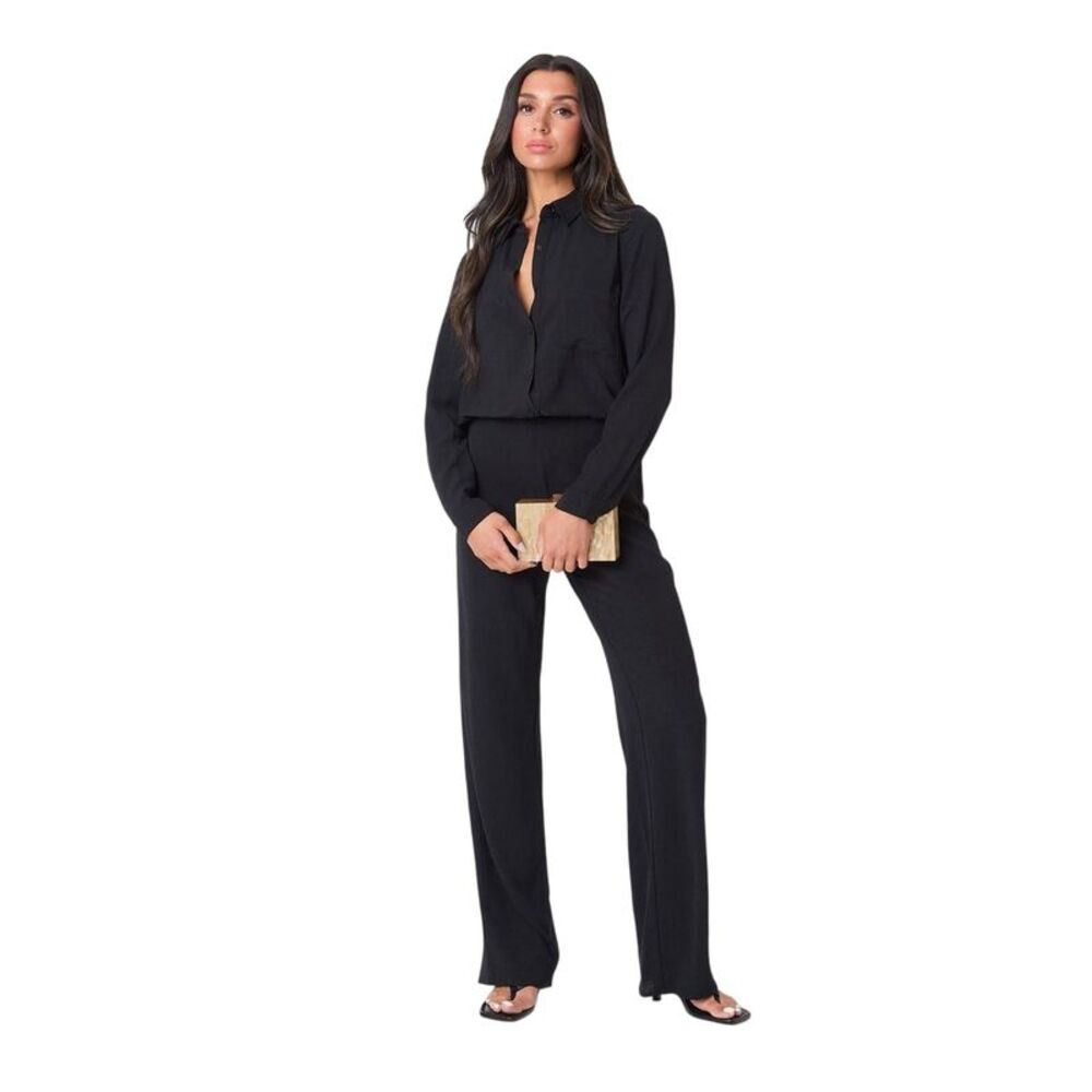 I Saw It First Womens/Ladies Crepe Long-Sleeved Shirt / Black